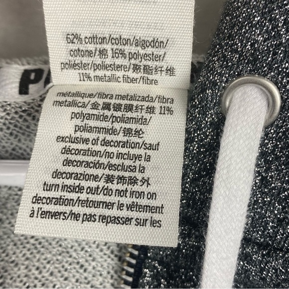 Pink Victorias Secret Sweater Womens Small Silver Sparkle Hooded Pullover - Picture 10 of 10